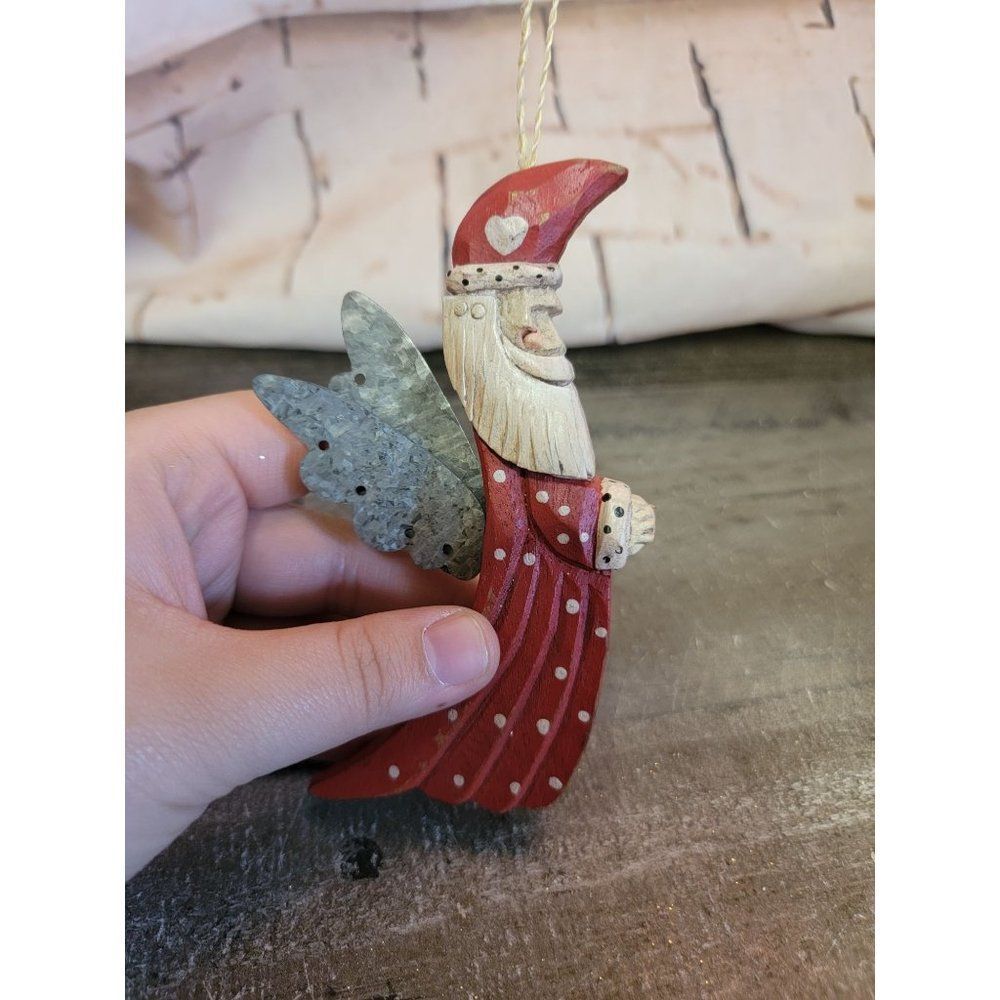Santa Claus Angel heart ornament Xmas decor